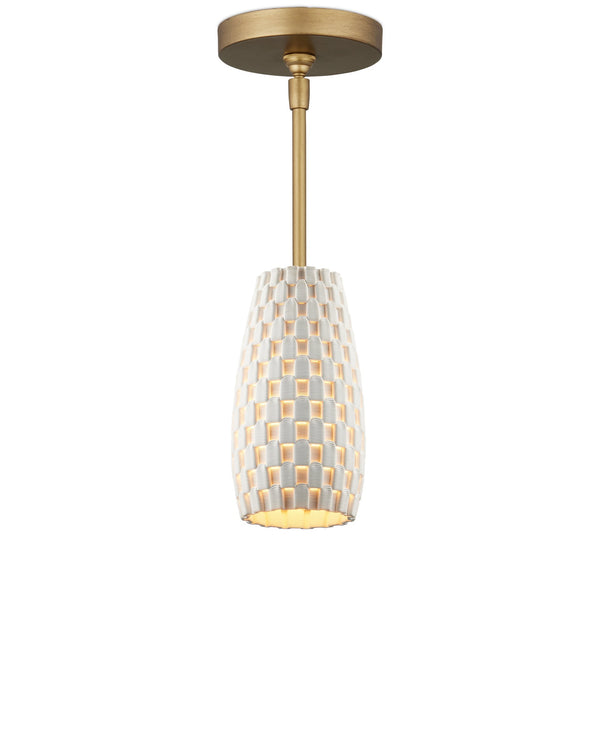 Currey & Company Tessitura Porcelain Pendant Light Sculptural Grid Shade for Dining or Entryway Ambiance 9000-1370