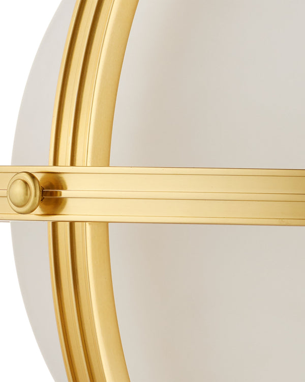 Currey & Company Astral Gold Orbital Ring Pendant Light with Opaque Globe for Dining or Entryway 9000-1373