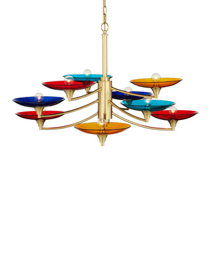Currey & Company Veneto Currey and Company Brass Chandelier with Colorful Glass Discs for Dining Rooms Medium 9000-1374