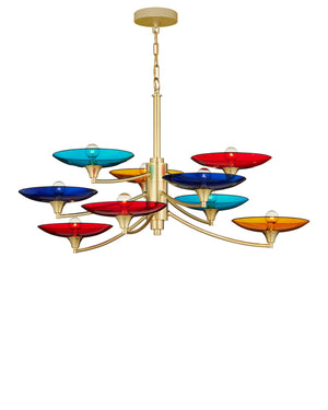 Currey & Company Veneto Currey and Company Brass Chandelier with Colorful Glass Discs for Dining Rooms Medium 9000-1374