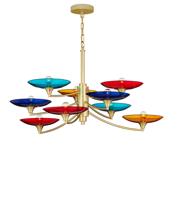 Currey & Company Veneto Currey and Company Brass Chandelier with Colorful Glass Discs for Dining Rooms Medium 9000-1374