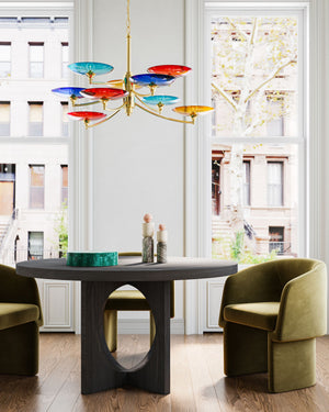 Currey & Company Veneto Currey and Company Brass Chandelier with Colorful Glass Discs for Dining Rooms Medium 9000-1374