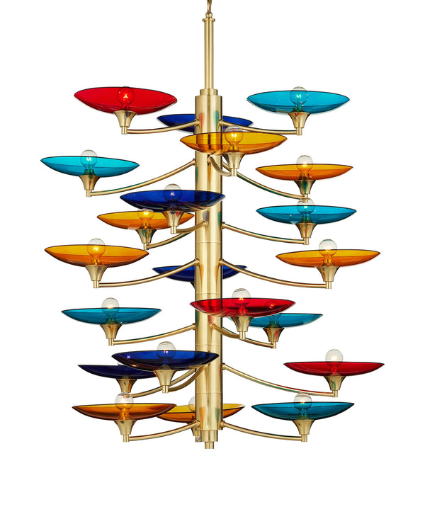 Currey & Company Veneto Currey and Company Brass Chandelier with Colorful Glass Discs for Dining Rooms Large 9000-1375
