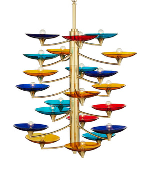 Currey & Company Veneto Currey and Company Brass Chandelier with Colorful Glass Discs for Dining Rooms Large 9000-1375