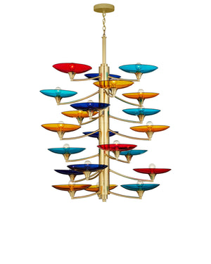 Currey & Company Veneto Currey and Company Brass Chandelier with Colorful Glass Discs for Dining Rooms Large 9000-1375