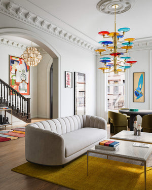 Currey & Company Veneto Currey and Company Brass Chandelier with Colorful Glass Discs for Dining Rooms Large 9000-1375