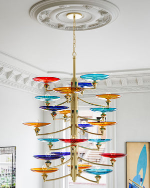 Currey & Company Veneto Currey and Company Brass Chandelier with Colorful Glass Discs for Dining Rooms Large 9000-1375