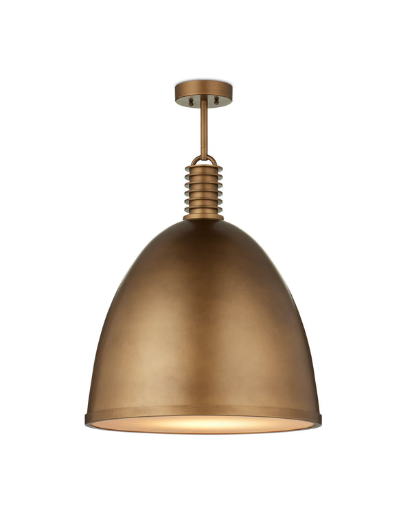 Currey & Company Cupola Dome Pendant Light Antique Brass Finish Mid-Century LED Dining Room Fixture Large 9000-1377