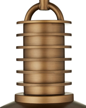Currey & Company Cupola Dome Pendant Light Antique Brass Finish Mid-Century LED Dining Room Fixture Large 9000-1377