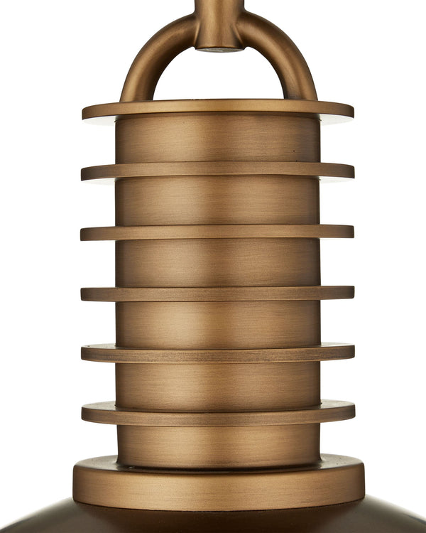 Currey & Company Cupola Dome Pendant Light Antique Brass Finish Mid-Century LED Dining Room Fixture Large 9000-1377