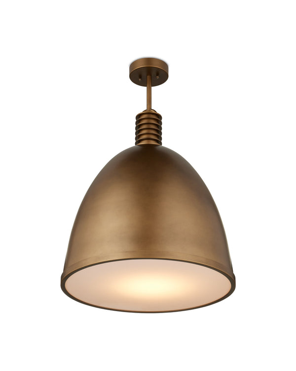 Currey & Company Cupola Dome Pendant Light Antique Brass Finish Mid-Century LED Dining Room Fixture Large 9000-1377