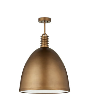 Currey & Company Cupola Dome Pendant Light Antique Brass Finish Mid-Century LED Dining Room Fixture Large 9000-1377