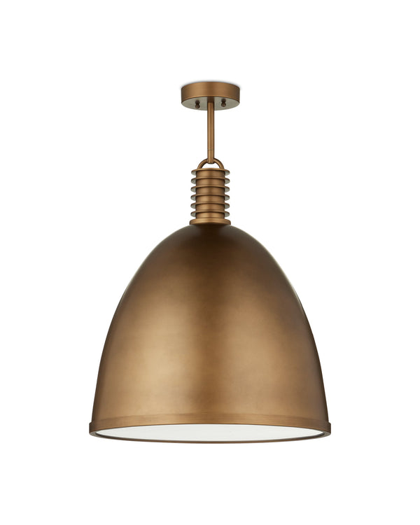 Currey & Company Cupola Dome Pendant Light Antique Brass Finish Mid-Century LED Dining Room Fixture Large 9000-1377