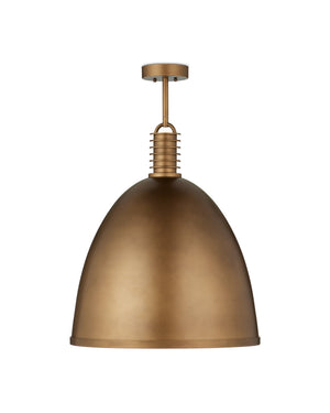 Currey & Company Cupola Dome Pendant Light Antique Brass Finish Mid-Century LED Dining Room Fixture Large 9000-1377