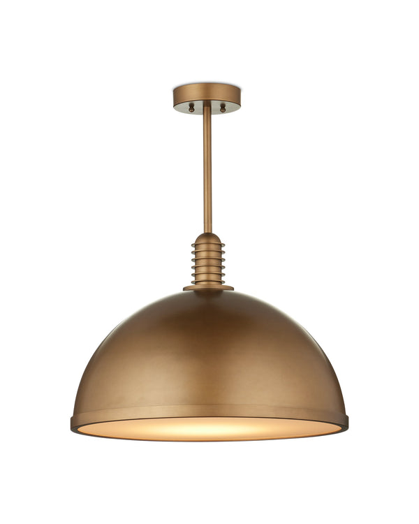 Currey & Company Cupola Dome Pendant Light Antique Brass Finish Mid-Century LED Dining Room Fixture Medium 9000-1378