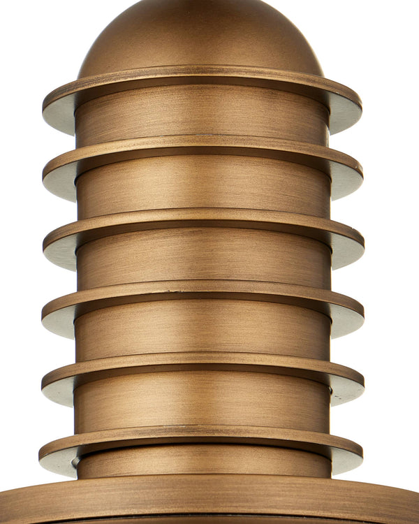 Currey & Company Cupola Dome Pendant Light Antique Brass Finish Mid-Century LED Dining Room Fixture Medium 9000-1378