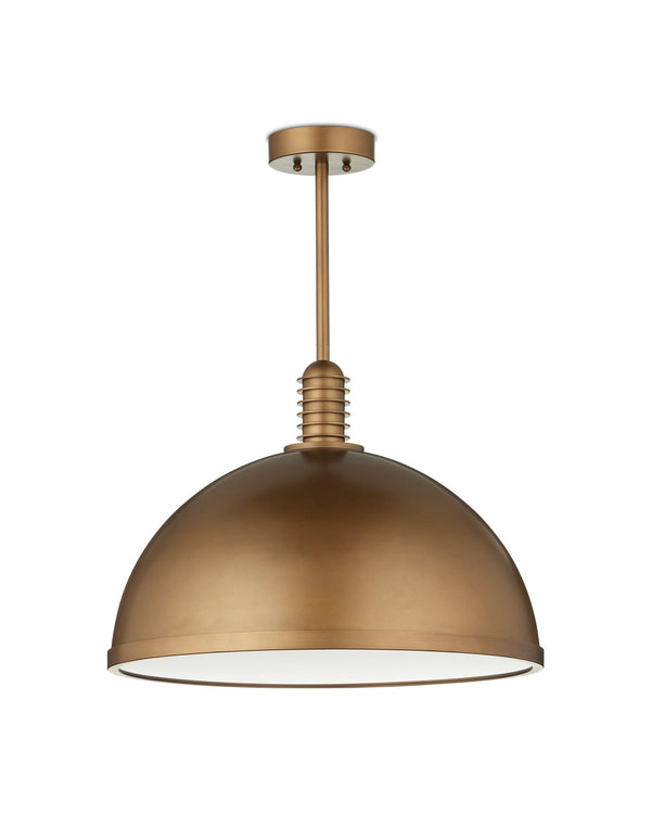Currey & Company Cupola Dome Pendant Light Antique Brass Finish Mid-Century LED Dining Room Fixture Medium 9000-1378