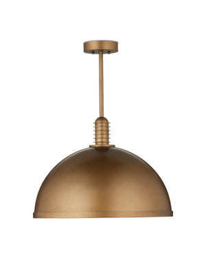 Currey & Company Cupola Dome Pendant Light Antique Brass Finish Mid-Century LED Dining Room Fixture Medium 9000-1378