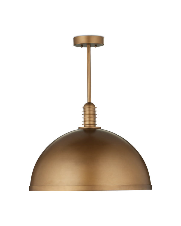 Currey & Company Cupola Dome Pendant Light Antique Brass Finish Mid-Century LED Dining Room Fixture Medium 9000-1378