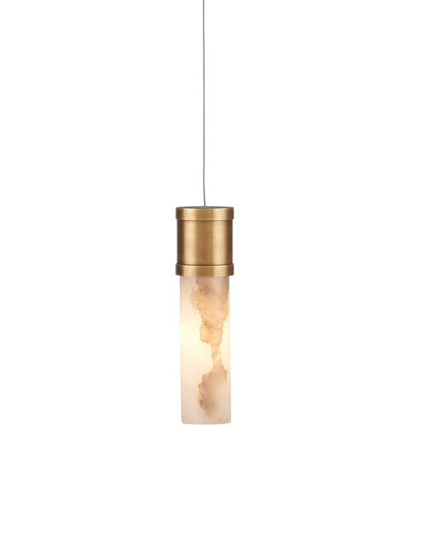 Currey & Company Cannula Genuine Alabaster Pendant Gold Fitting Warm Ambient Glow Dining Room 1-Light Round 9000-1379