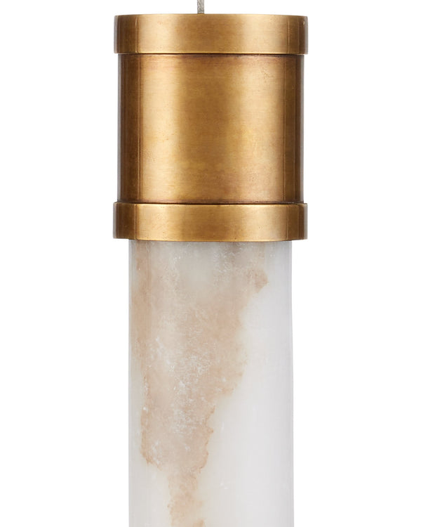 Currey & Company Cannula Genuine Alabaster Pendant Gold Fitting Warm Ambient Glow Dining Room 15-Light Linear 9000-1383