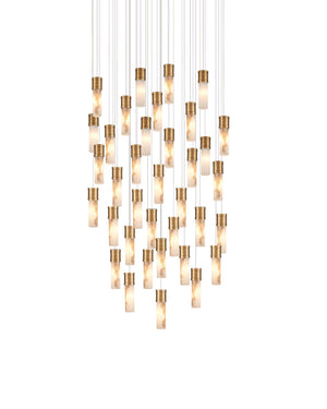 Currey & Company Cannula Genuine Alabaster Pendant Gold Fitting Warm Ambient Glow Dining Room 36-Light Round 9000-1385