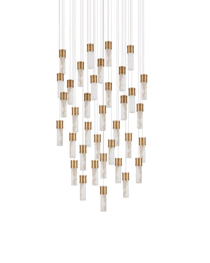 Currey & Company Cannula Genuine Alabaster Pendant Gold Fitting Warm Ambient Glow Dining Room 36-Light Round 9000-1385