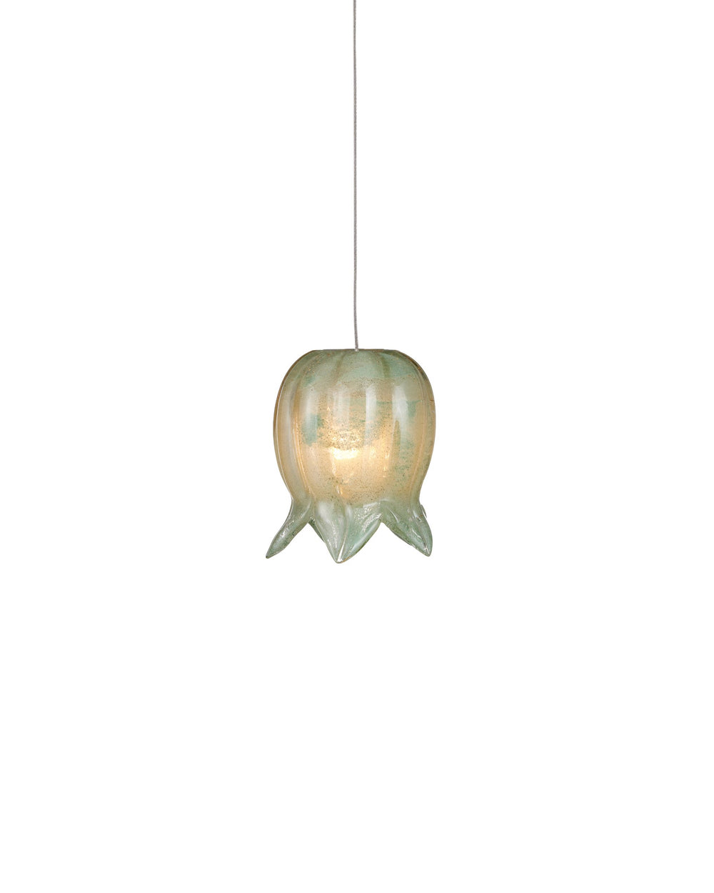Currey & Company Polpo Green Art Glass Pendant Handcrafted Venetian Sculptural Light for Dining Areas 1-Light Round 9000-1395