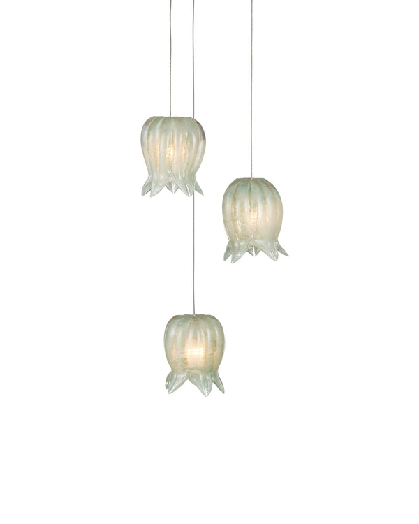 Currey & Company Polpo Green Art Glass Pendant Handcrafted Venetian Sculptural Light for Dining Areas 3-Light Round 9000-1396