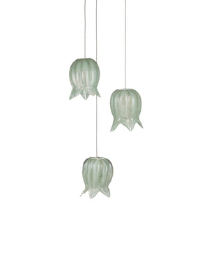Currey & Company Polpo Green Art Glass Pendant Handcrafted Venetian Sculptural Light for Dining Areas 3-Light Round 9000-1396