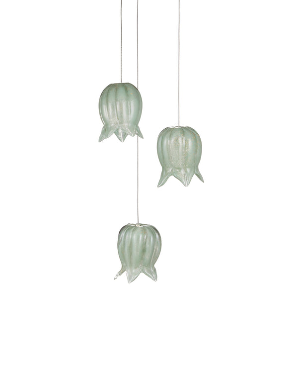 Currey & Company Polpo Green Art Glass Pendant Handcrafted Venetian Sculptural Light for Dining Areas 3-Light Round 9000-1396