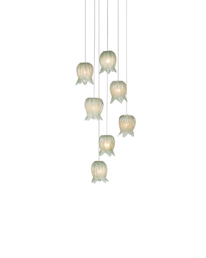 Currey & Company Polpo Green Art Glass Pendant Handcrafted Venetian Sculptural Light for Dining Areas 7-Light Round 9000-1397