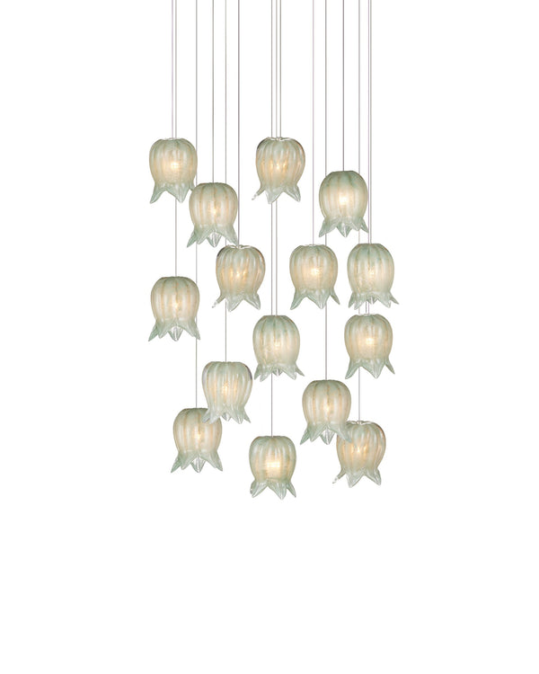 Currey & Company Polpo Green Art Glass Pendant Handcrafted Venetian Sculptural Light for Dining Areas 15-Light Round 9000-1398