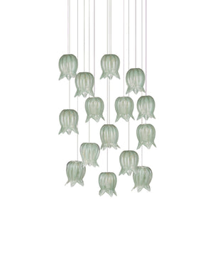 Currey & Company Polpo Green Art Glass Pendant Handcrafted Venetian Sculptural Light for Dining Areas 15-Light Round 9000-1398