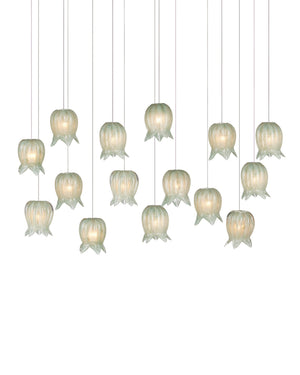 Currey & Company Polpo Green Art Glass Pendant Handcrafted Venetian Sculptural Light for Dining Areas 15-Light Linear 9000-1399