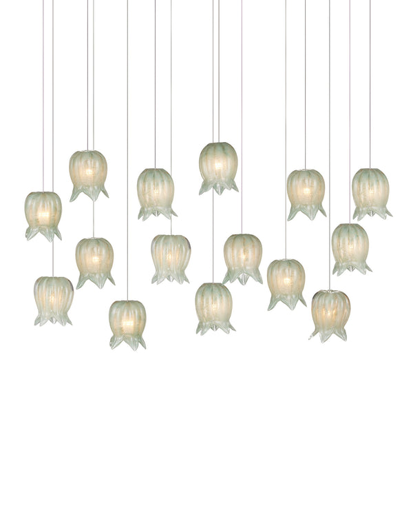 Currey & Company Polpo Green Art Glass Pendant Handcrafted Venetian Sculptural Light for Dining Areas 15-Light Linear 9000-1399