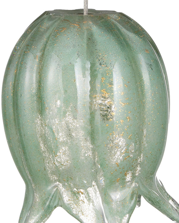 Currey & Company Polpo Green Art Glass Pendant Handcrafted Venetian Sculptural Light for Dining Areas 15-Light Linear 9000-1399