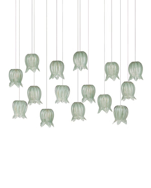 Currey & Company Polpo Green Art Glass Pendant Handcrafted Venetian Sculptural Light for Dining Areas 15-Light Linear 9000-1399