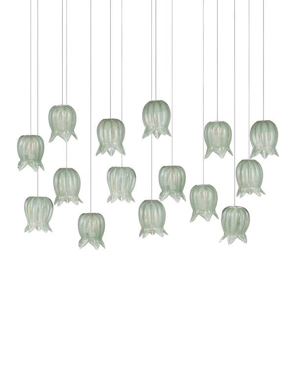 Currey & Company Polpo Green Art Glass Pendant Handcrafted Venetian Sculptural Light for Dining Areas 15-Light Linear 9000-1399