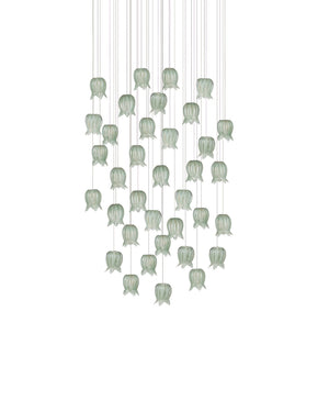 Currey & Company Polpo Green Art Glass Pendant Handcrafted Venetian Sculptural Light for Dining Areas 36-Light Round 9000-1401