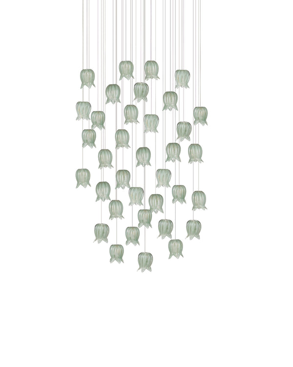 Currey & Company Polpo Green Art Glass Pendant Handcrafted Venetian Sculptural Light for Dining Areas 36-Light Round 9000-1401