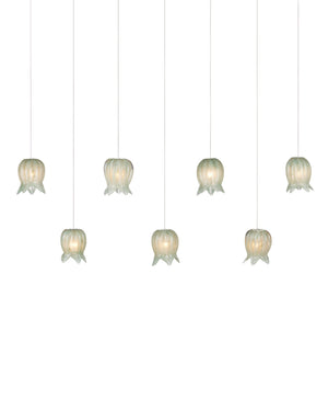 Currey & Company Polpo Green Art Glass Pendant Handcrafted Venetian Sculptural Light for Dining Areas 7-Light Linear 9000-1402