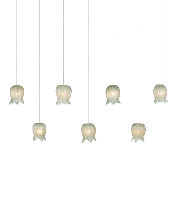Currey & Company Polpo Green Art Glass Pendant Handcrafted Venetian Sculptural Light for Dining Areas 7-Light Linear 9000-1402