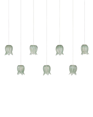 Currey & Company Polpo Green Art Glass Pendant Handcrafted Venetian Sculptural Light for Dining Areas 7-Light Linear 9000-1402