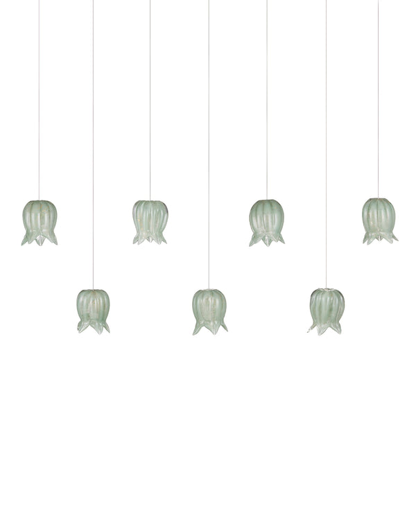 Currey & Company Polpo Green Art Glass Pendant Handcrafted Venetian Sculptural Light for Dining Areas 7-Light Linear 9000-1402