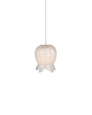 Currey & Company Polpo White Art Glass Bell Pendant Handcrafted Venetian Stippled Shade for Dining 1-Light Round 9000-1403