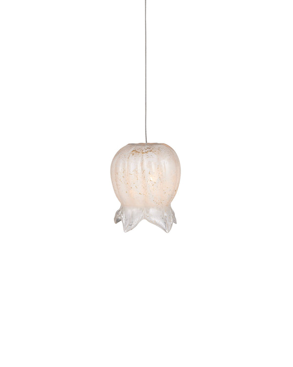 Currey & Company Polpo White Art Glass Bell Pendant Handcrafted Venetian Stippled Shade for Dining 1-Light Round 9000-1403