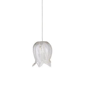 Currey & Company Polpo White Art Glass Bell Pendant Handcrafted Venetian Stippled Shade for Dining 3-Light Round 9000-1404