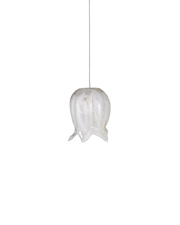 Currey & Company Polpo White Art Glass Bell Pendant Handcrafted Venetian Stippled Shade for Dining 3-Light Round 9000-1404