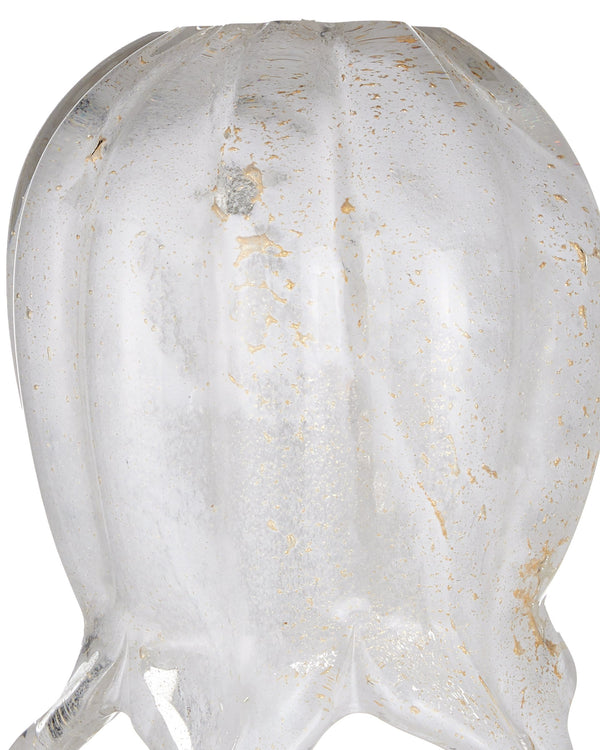Currey & Company Polpo White Art Glass Bell Pendant Handcrafted Venetian Stippled Shade for Dining 7-Light Round 9000-1405